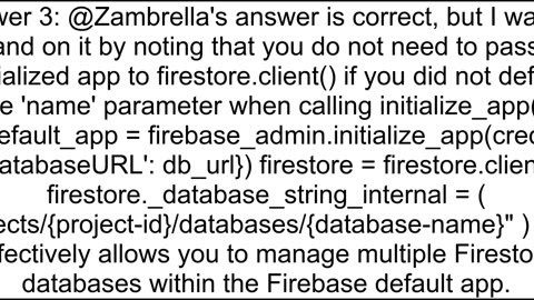 Accessing Firebase named database from Python SDK