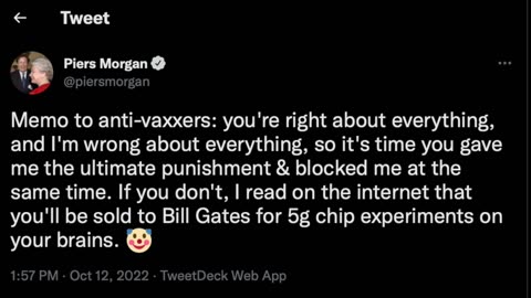 Piers Morgan U-Turn After Attacking Non Vaxxed