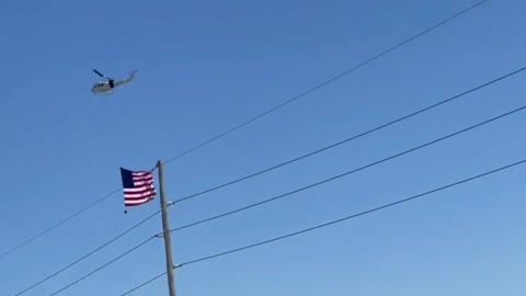 People’s Convoy 2022 - Helicopter with 🇺🇸 HUGE flag 🇺🇸 in the sky!