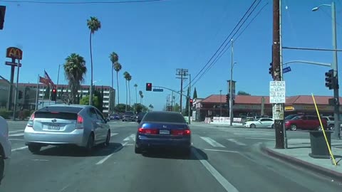 Driving on Figueroa Street LA