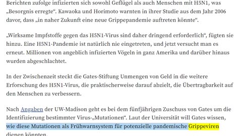 Gates finanzierte Biowaffenexperimente mit Vogelgrippe zur Verbreitung ...