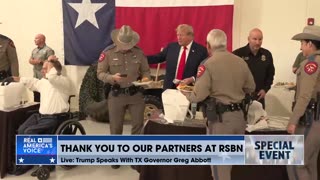 President Trump snaps photos while serving our nation's heroes ahead of remarks