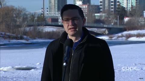 Pierre Poilievre holds a news conference in Calgary Feb. 15, 2023