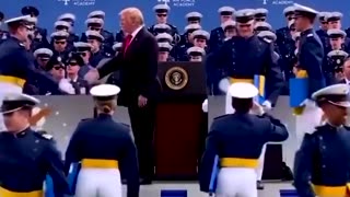 When President Trump stayed to shake hands with 1,000 cadets.