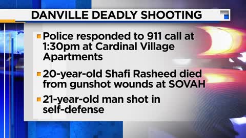 20-YEAR-OLD DIES IN DANVILLE SHOOTING, POLICE SAY APPEARS TO BE SELF-DEFENSE