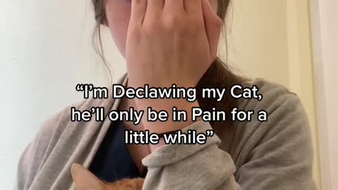 “I'm Declawing my Cat, he'll only be in Pain for a little while"