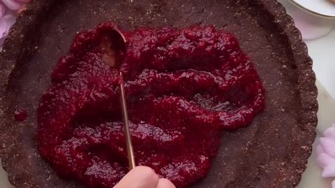 Hazelnut, raspberry and rose cream tart