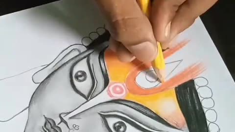 Maa durga panting with pencil part 1