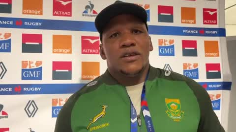 Springbok Bongi Mbonambi speaks after side's loss to France