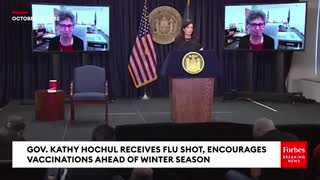 Hochul Asked About Inconsistent COVID-19 Vaccine Mandate Rules For Public & Private Sectors