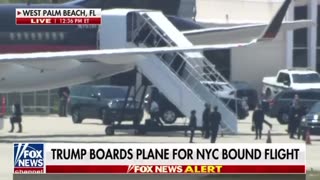 President Trump arrives PBI Airport boards Trump Force One.