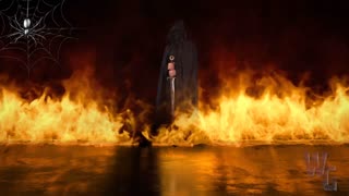 Dark Figure with Sword in Reflective Blaze Loop