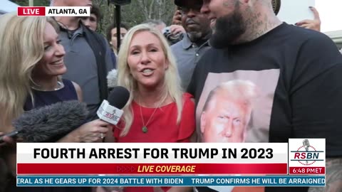 FULL INTERVIEW: Marjorie Taylor Greene in Atlanta, GA for President Trump’s 4th arrest 8/24/23