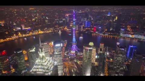 Aerial photo of Shanghai, China's urban development