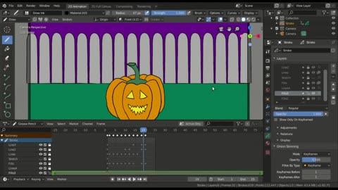 Making A Spooky Pumpkin Animation In Blender With Grease Pencil