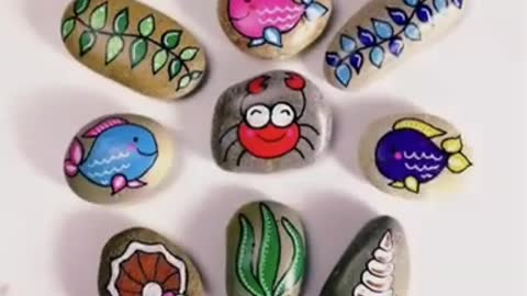 pretty and attractive stone pebble Painting craft and art