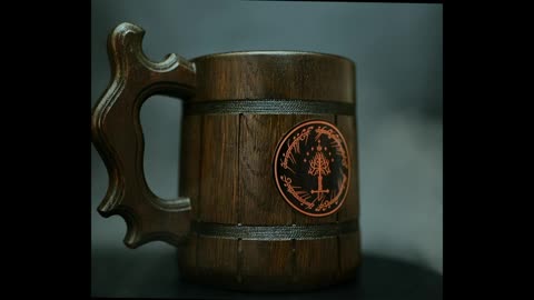 Tree Of Gondor Mug One Ring Gift. Lord Rings Wooden Beer Stein.