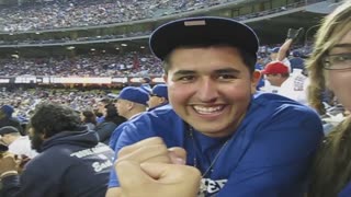 Fan Catches Foul Ball At Dodgers Game