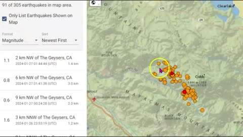 Large Earthquake Swarm The Geysers, Northern California, M 4.2 Maacama Fault Zone