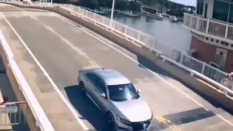 Car stuck on bridge