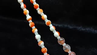 Red Ghost phantom quartz with orange spiny oyster beads simple necklace Healing Gemstone04