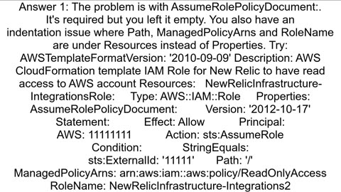 AWS IAM Cloudformation YAML template errror 39null39 values are not allowed