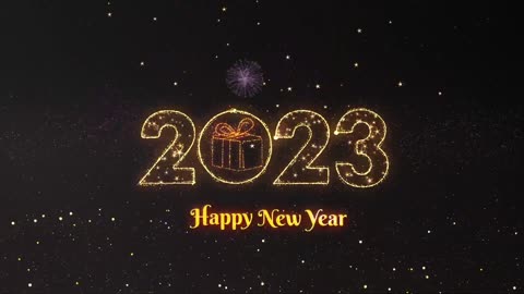 2023 New year animation on Black background - Golden 2023 Happy new year greeting