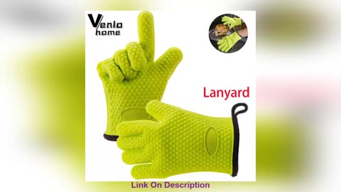 Exclusive 1/2Pc Silicone Glove With Lanyard Kitchen Grilli