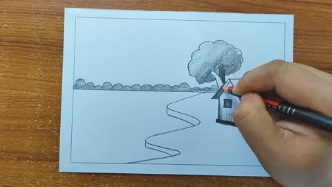 Easy-Drawing village home and best art-Omgnotebook