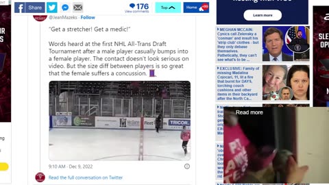 Trans identified female hockey player gets concussion after colliding with trans identified male
