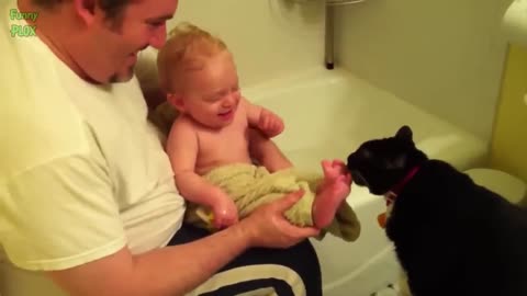 Funny Babies Laughing Hysterically at Cats Compilation (2017) (1)