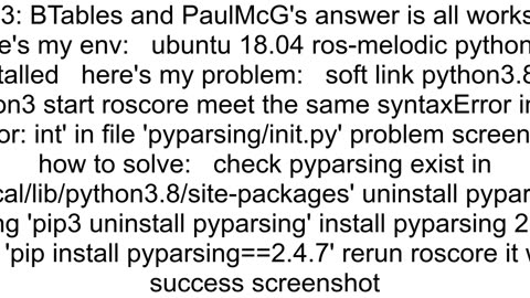 Report pyparsing syntaxError while catkin_make