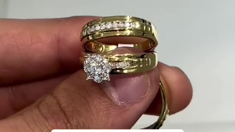 His & her Real Diamond Matching Wedding Set