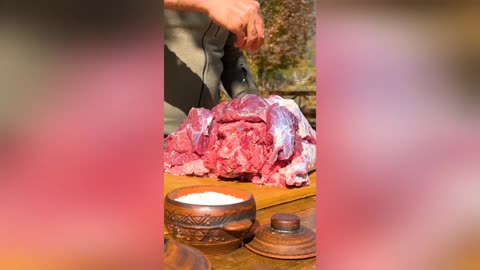 Our Most Delicious Family Dinner! Baked Cow's Neck High in the Mountains! Relaxing ASMR Cooking