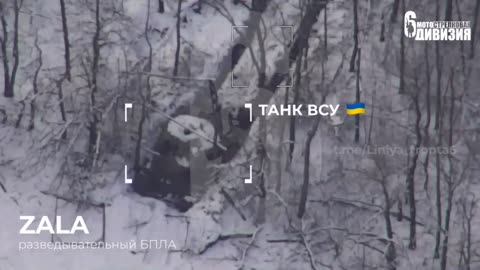 Russian Lancet drone hits Ukrainian tank