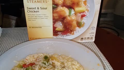 Eating Healthy Choice Sweet & Sour Chicken, Dbn, MI, 4/23/24