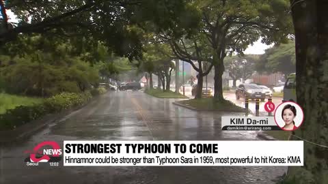 Typhoon Hinnamnor to hit Jeju Island, southern coast of S. Korea on Tuesday