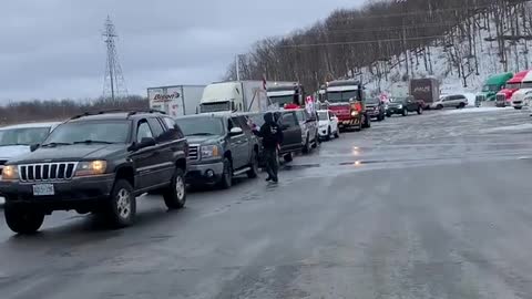 Convoy prepping to head to Bluewater Bridge Canada/US Border