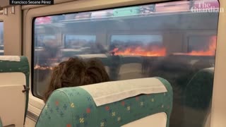 Spain wildfires: Train passengers stunned after flames spotted out either window