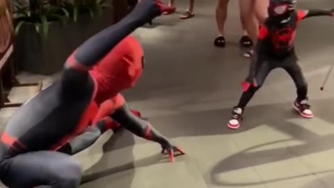 Funny video of spiderman and a child 😂😂😂