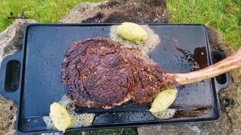 🥩The Most Delicious Tomahawk STEAK Cooked in Nature!😲 NO music! Only Nature and Food