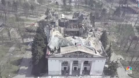 Drone Footage Shows Destroyed Theater In Besieged Mariupol, Ukraine