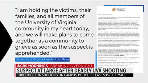 Search for suspect underway after shooting at University of Virginia kills 3, injures 2