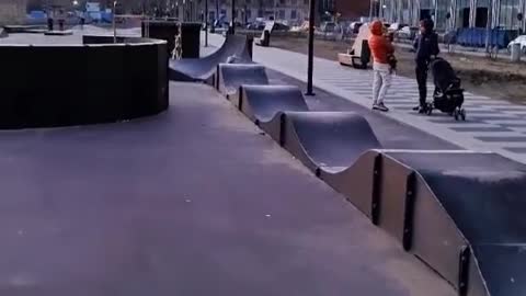 Dog Loves Doing Laps at Skate Park Pump Track