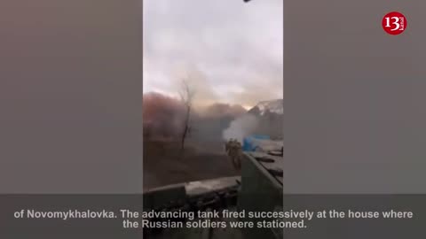 Ukrainian T-64BV tank attacks the position of Russians