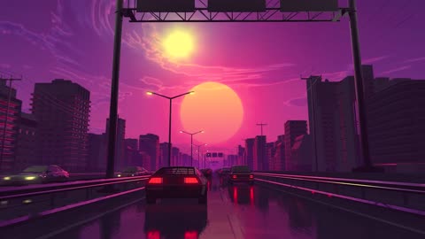 Driving Cars with Sunset 4k Moving wallpaper
