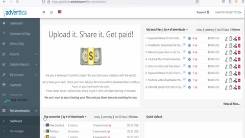 Advertica - Share Files Link And Earn Money