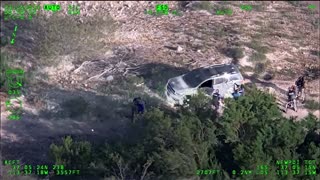 Helicopter View Police Chase Theft Suspects Arizona/Utah Border