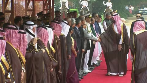 PM Modi at ceremonial reception of the Crown Prince of Saudi Arabia_ Mohammed bin Salman Al Saud