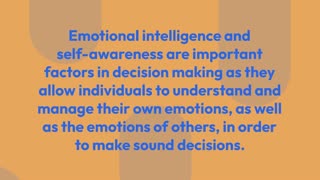 KB Entertainment 5th Chapter on Emotional Intelligence and self-awareness: Decision making!